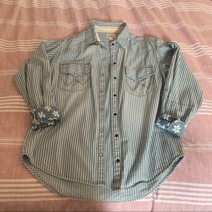Billabong wrangler pinstripe denim button down